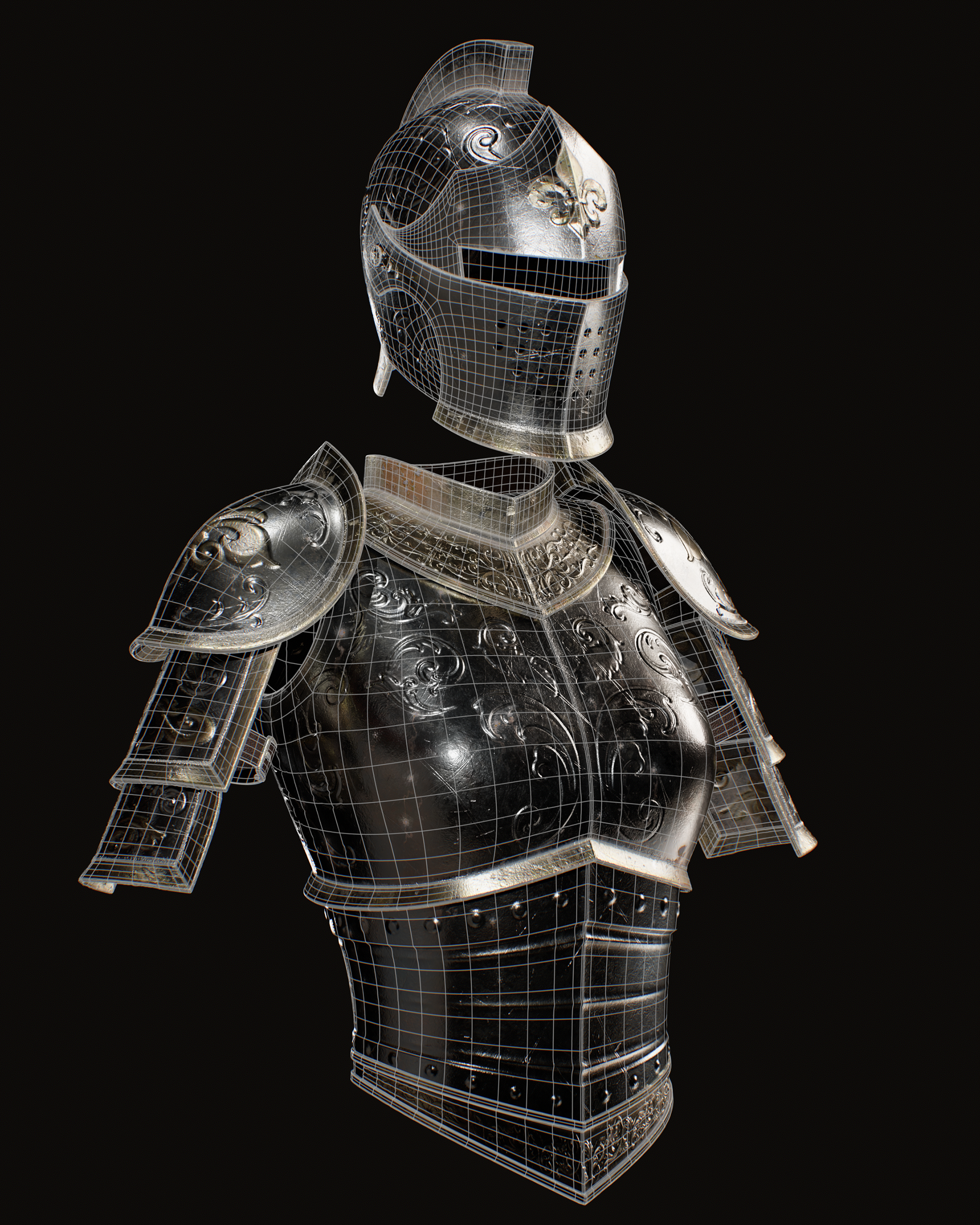 Female Knight - Armour Study Wireframe by Nova Bower