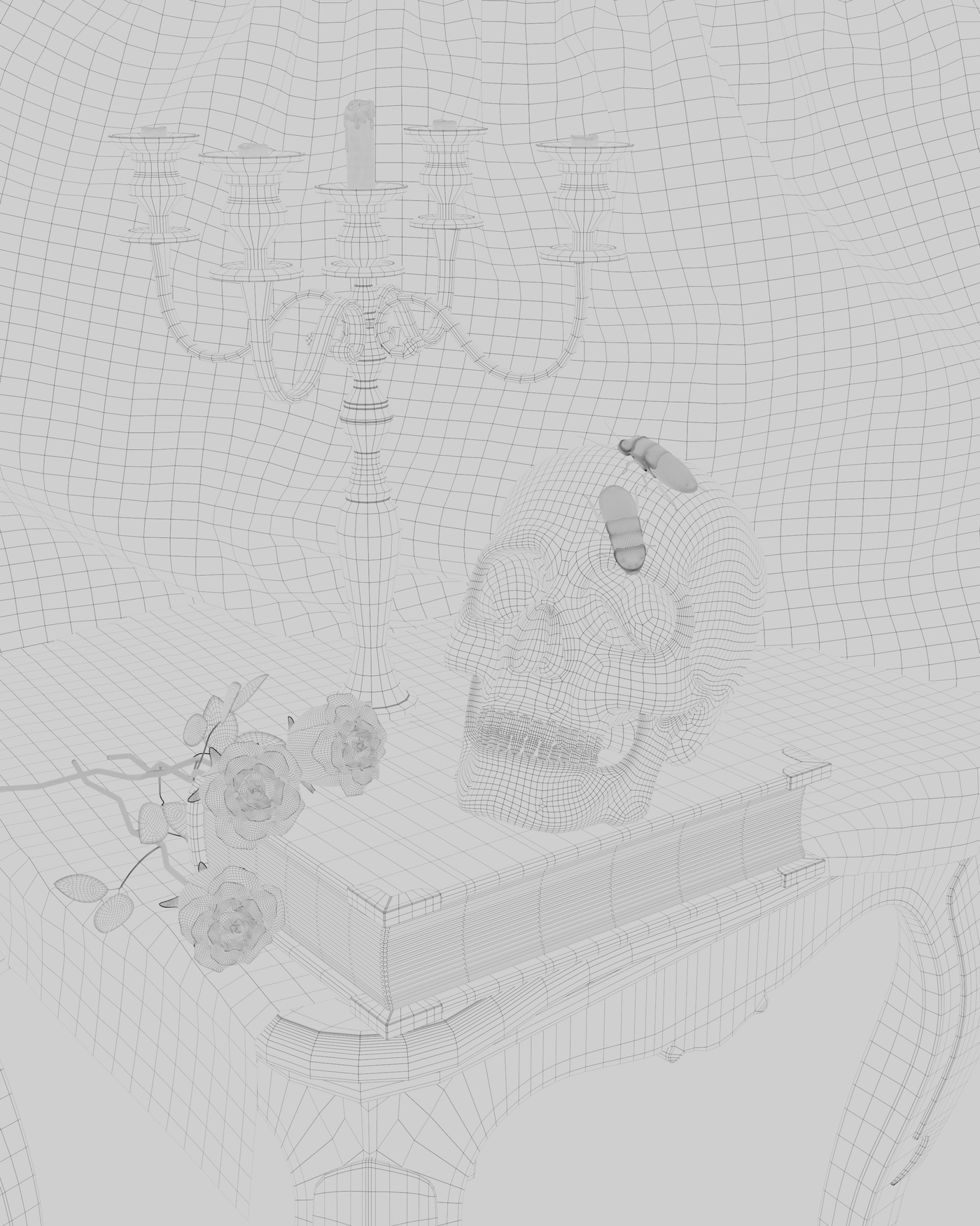 Still Life Environment Art Scene Wireframe by Nova Bower