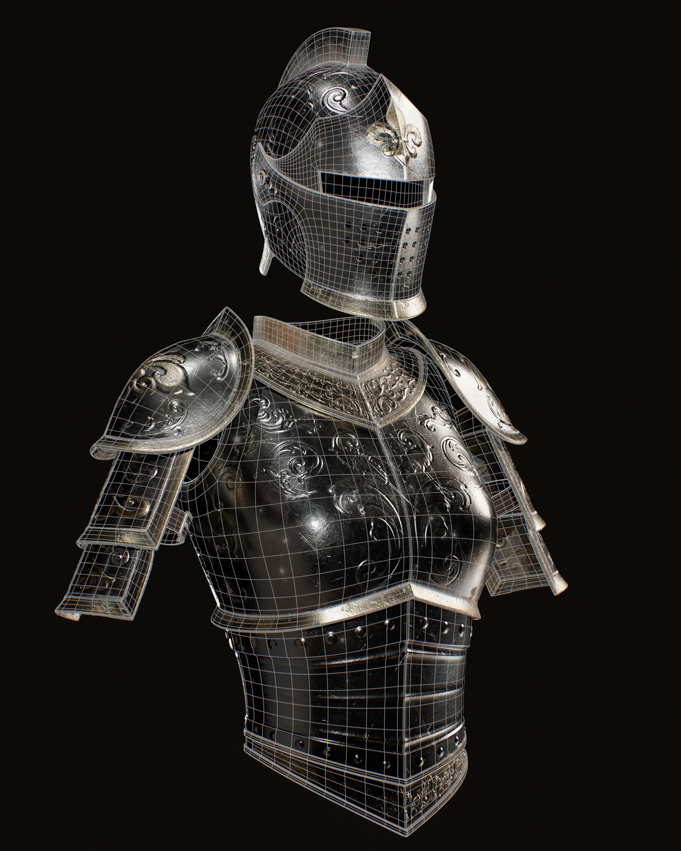 Female Knight Armour Study Wireframe by Nova Bower