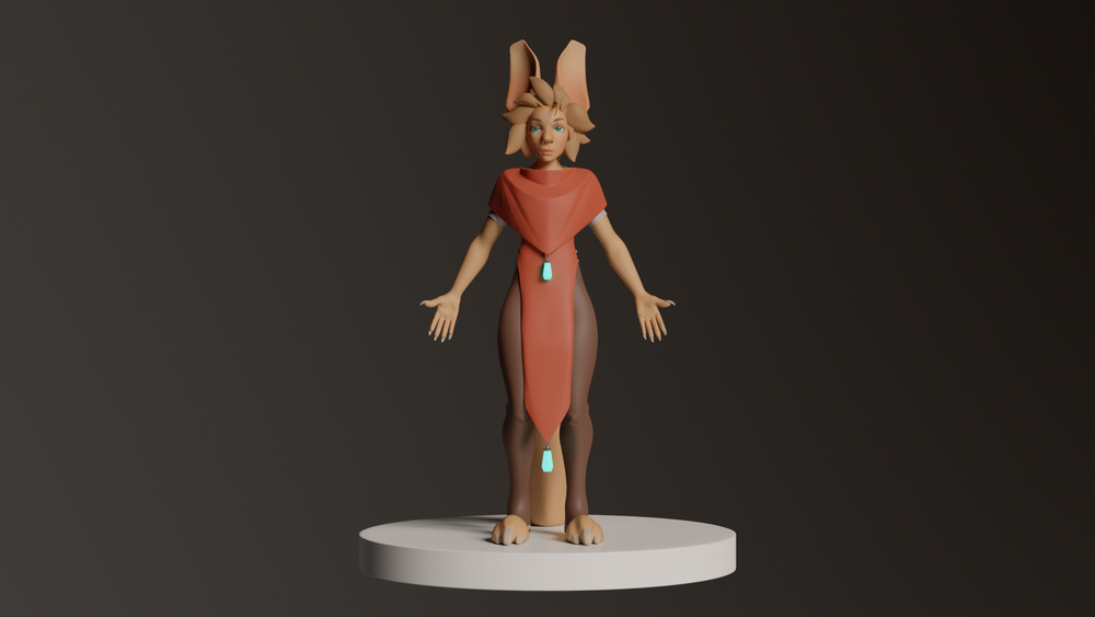 RueBlu Group Project Character Modeller Work Front View by Nova Bower