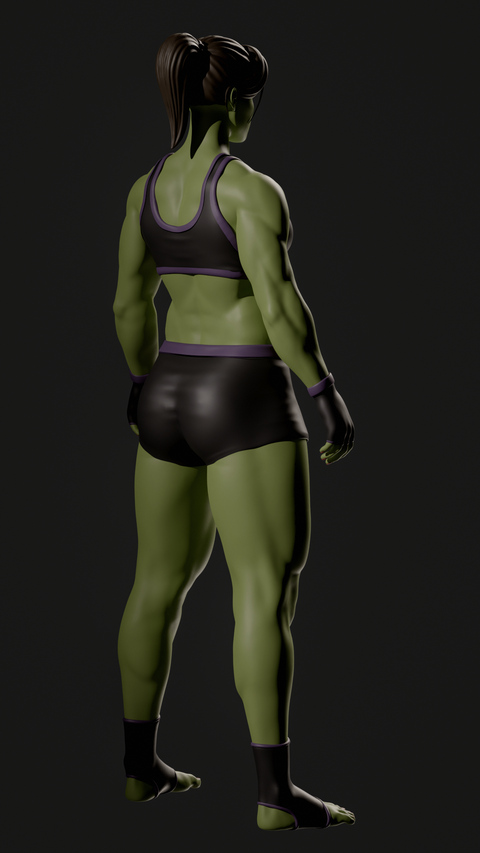 Shehulk Stylised Anatomy Study Back View by Nova Bower