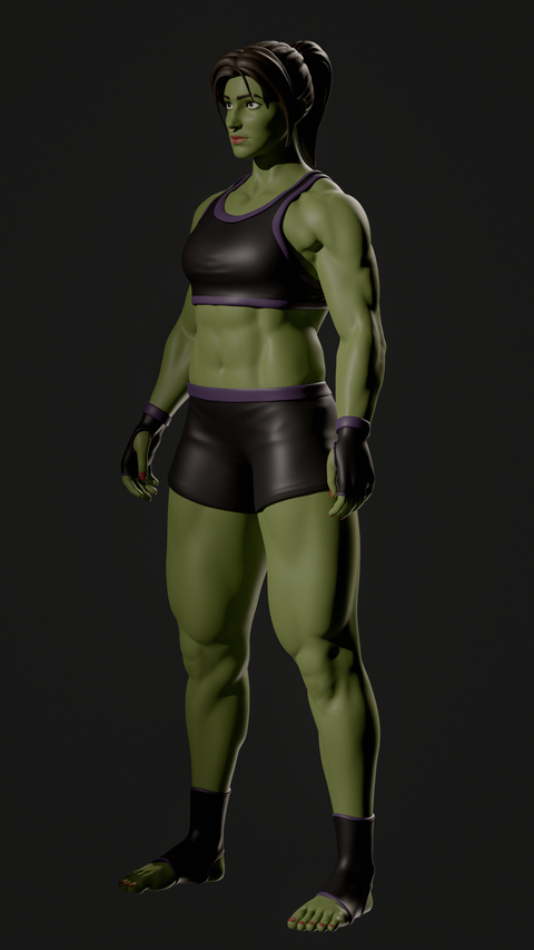 Shehulk Stylised Anatomy Study Front View by Nova Bower