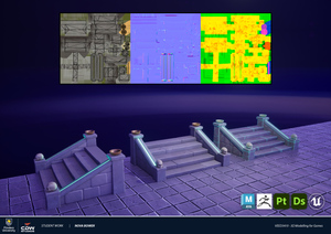 Rune Dungeon Modular Environment Stairs Model by Nova Bower